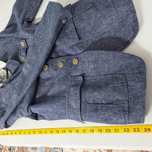 Banana Republic Blue Linen Blend Military Blazer Jacket Size 10 - Picture 9 of 13